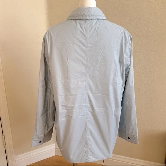 Rains NWT Overshirt Jacket Sky Blue XL Shacket Zip Front Long Sleeves 15520 $250